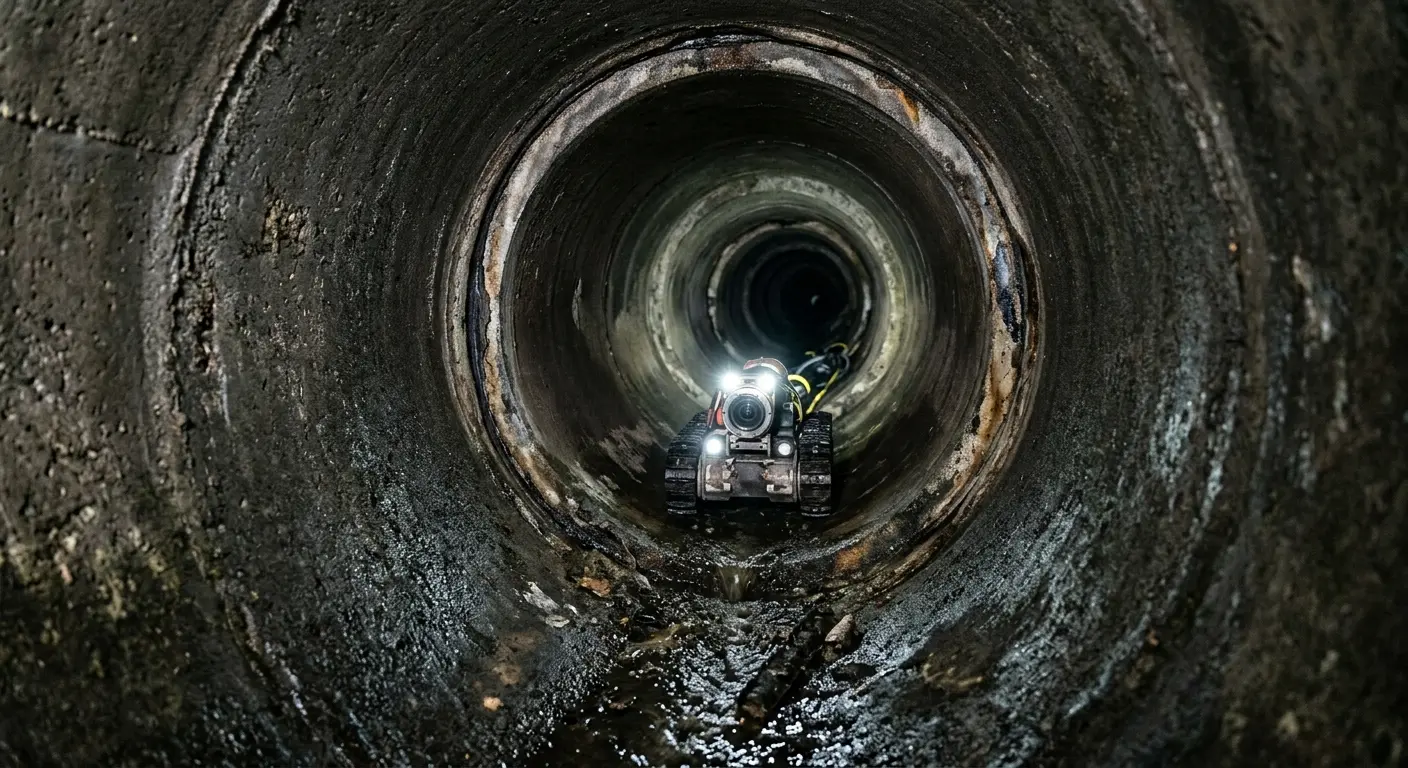 Robotic sewer camera inspecting pipe interior for Drain Snake Service in Hood River